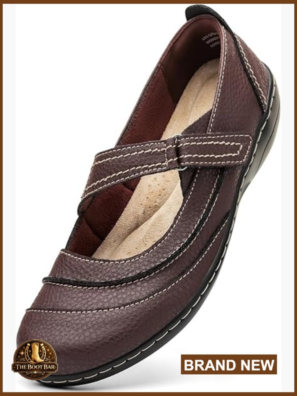 Women's Mary Jane Flats - Comfortable Lightweight Leather Business Casual Dress